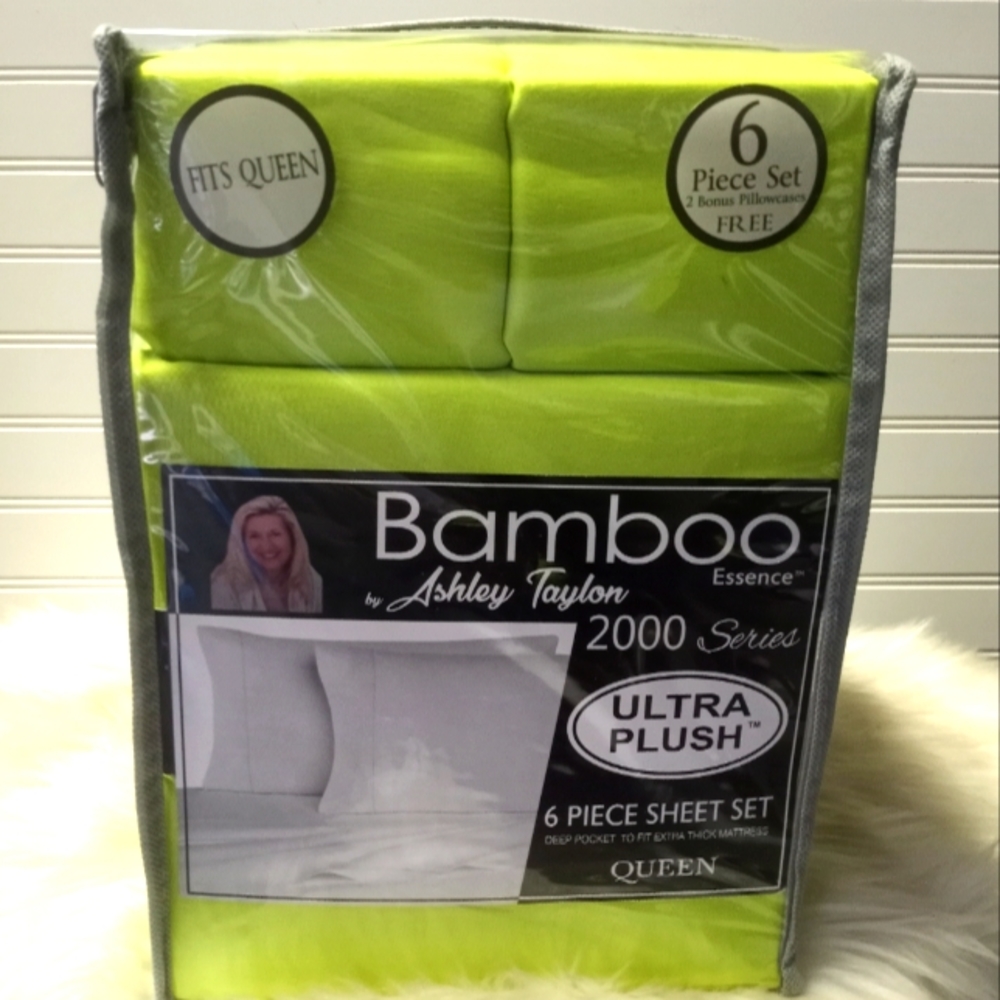 Bamboo Essence Queen Lime Green 6 Piece Sheet Set